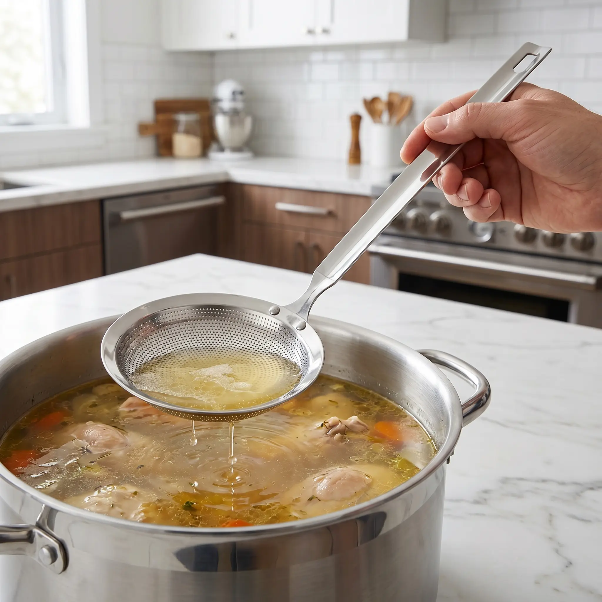 Stainless Steel Strainer, Kitchen Strainer, Pasta Strainer, Kitchen Fine Mesh Filter, Food Colander Kitchenware, for Cooking, Frying, Noodles, Vegetables, Utensils, Kitchen Cooking Accessories, Strainers for Kitchen-MM1