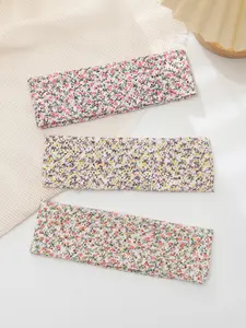 Women Floral Cut-Out Hairband Set, Breathable Sports Design, Daily Wear Accessories, Cute Style, All-Seasons Use, 3 Colors Available, Headband Set, Workout Headband, Adjustable Headband