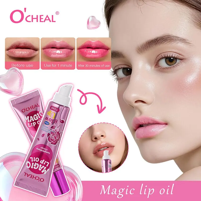 Temperature Changing Magic Lip Oil, Hydrating Color-Changing Lip Gloss, Moisturizing Long-Lasting Lip Tint, Non-Sticky Plumping Lip Balm for Daily Makeup