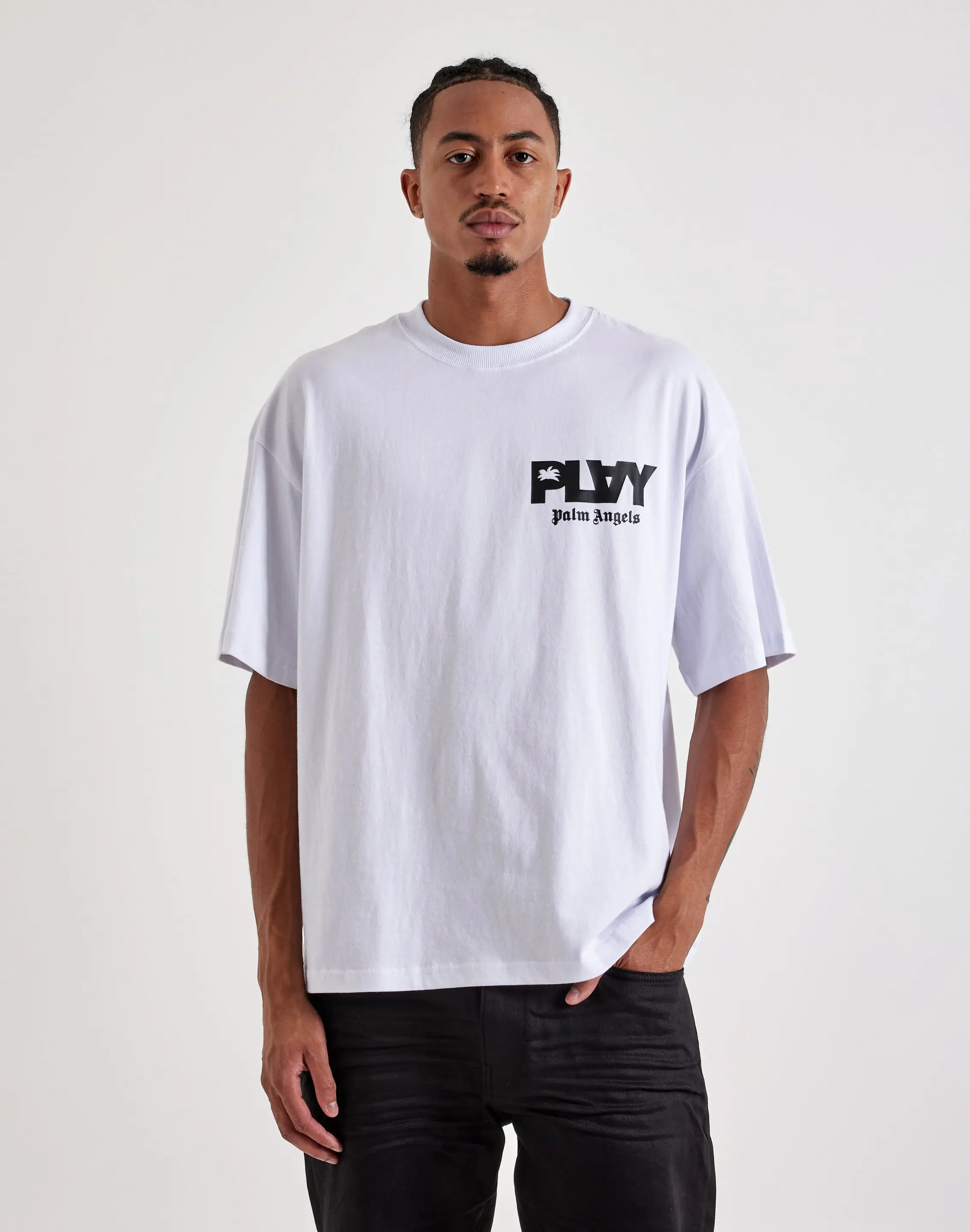 Mens PLAY Palm Angels Repeating Logo Tee