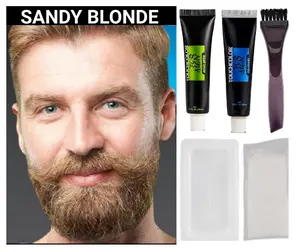 1 Kit Blonde Herbal Beard Moustache Sideburns Hair Dye Cream-Dye Gray and White Beard Hair or Change Beard hair Color in minutes-Permanent Long lasting Beard hair dye Color-Silicone Free-Organic-Men-All Hair Types