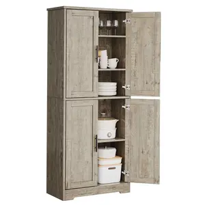 70" Tall Freestanding Pantry Cabinet – Modern Storage Cupboard with 4 Doors, Adjustable Shelves & Open Shelf – Multipurpose Home Organizer for Living Room, Kitchen, Dining   Multiple Colors