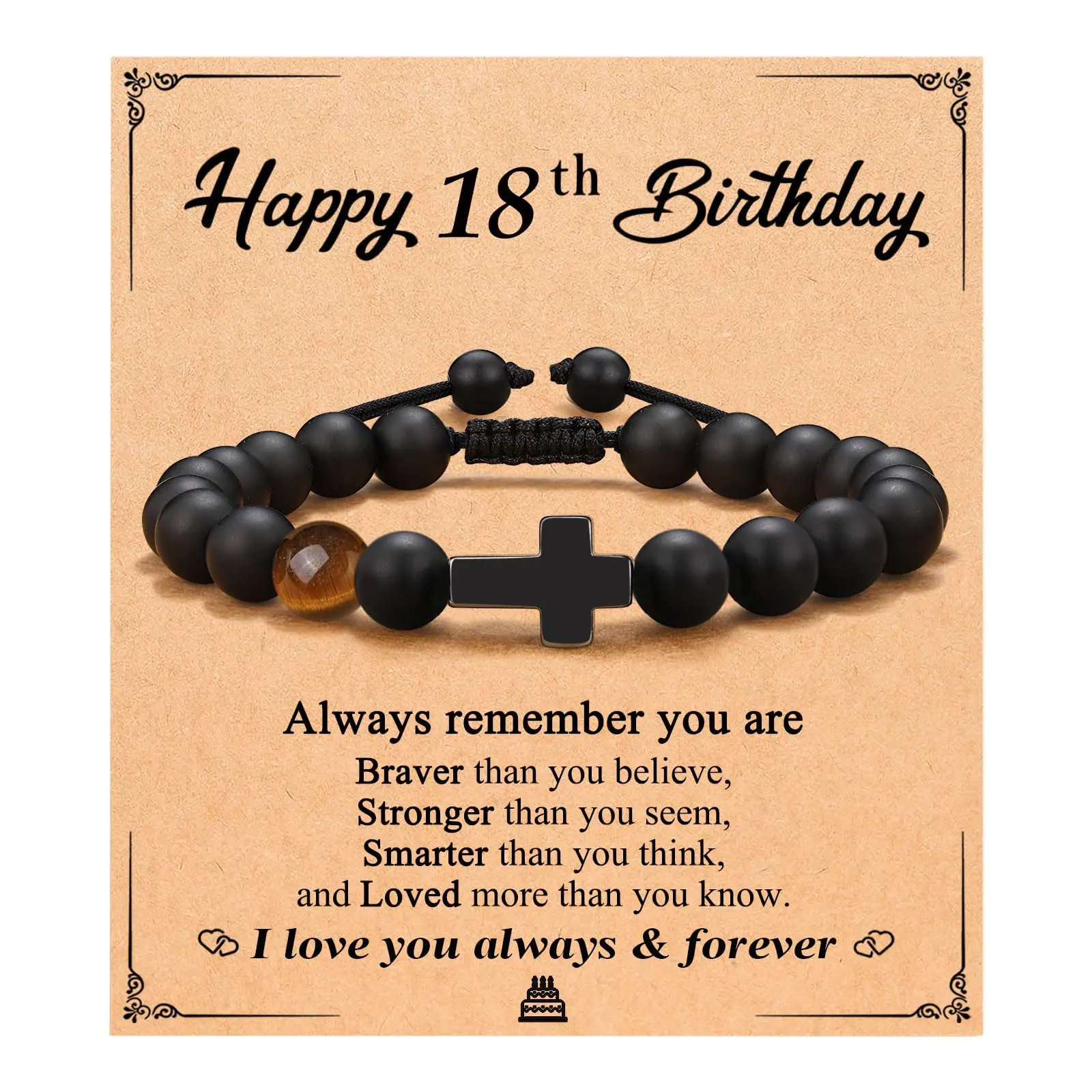 Artificial Gemstone Daily Bracelet - 8th-30th Birthday Gift for Men (10,13,16,18,21,30-Year-Old) for Son, Husband, Friend