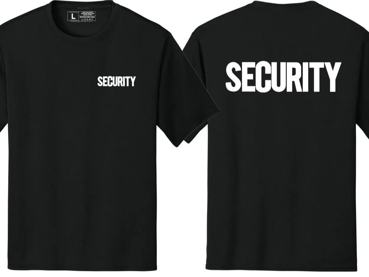 Security T-Shirt Front Back Print Uniform Guard Staff Event Tee