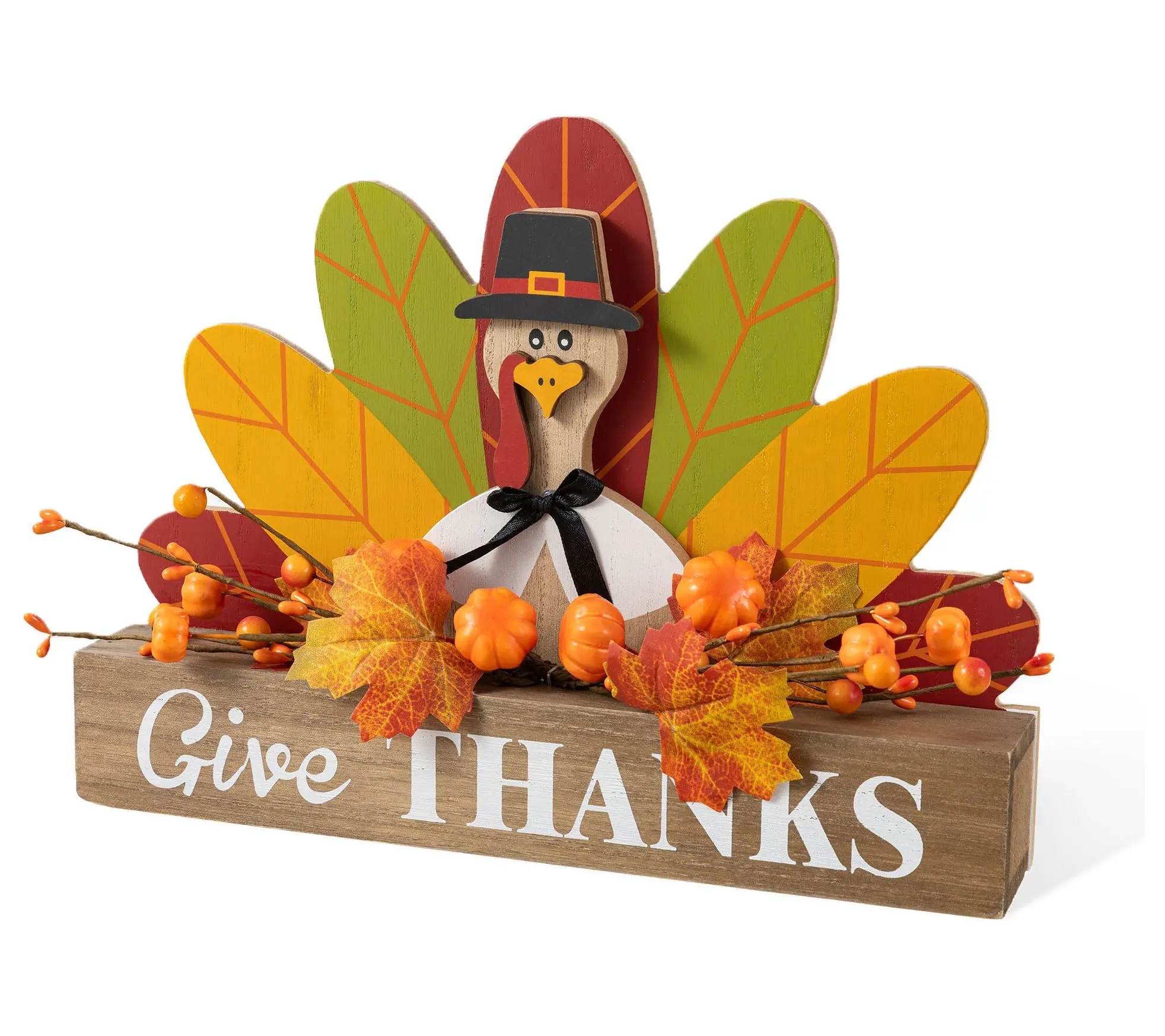 Glitzhome 11.75"L Thanksgiving Wooden Turkey Table Decor