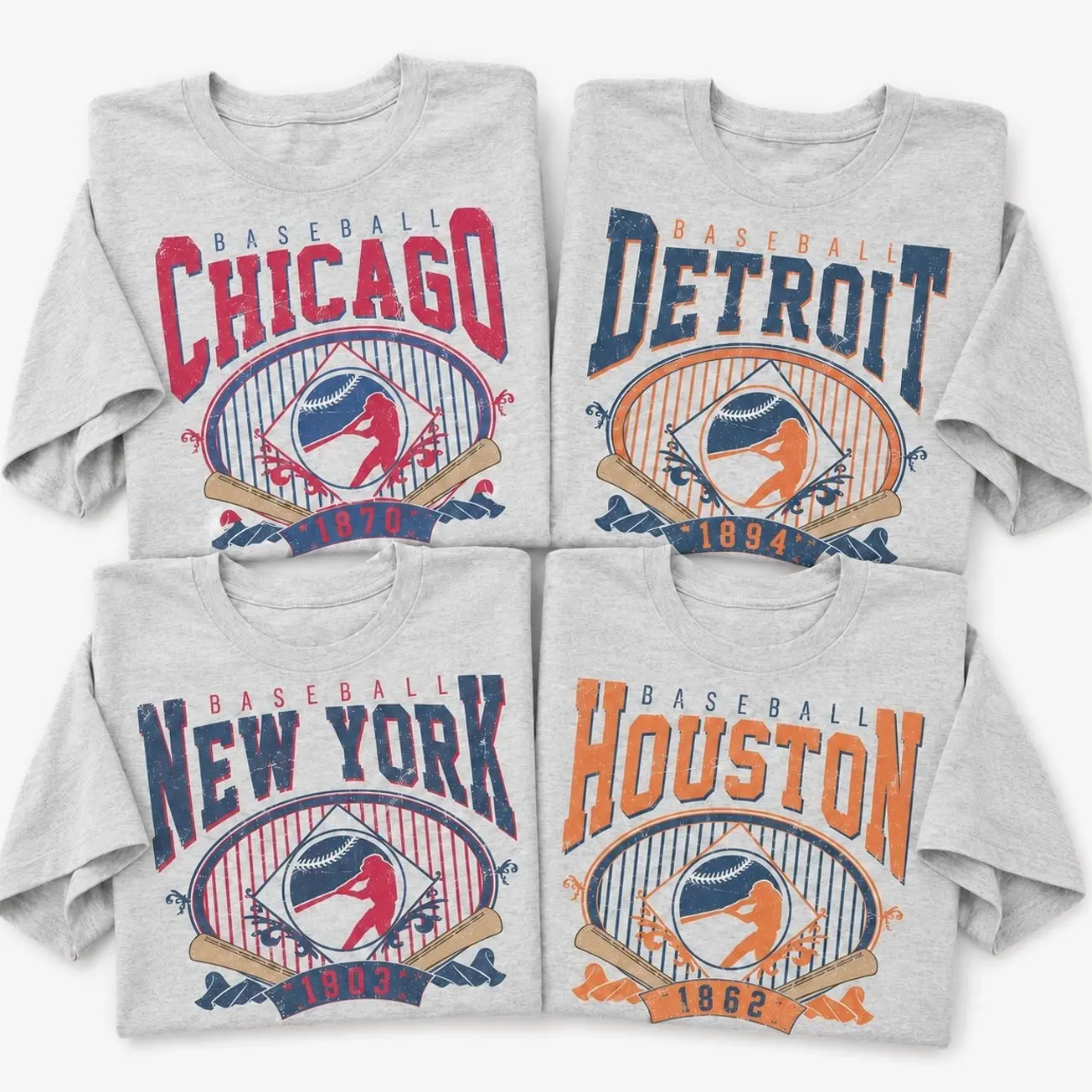 [Custome Team]  DTG - Baseball Sweatshirts  - Vintage Baseball Graphic Sweatshirts - Cotton Sweatshirts - Best Gift