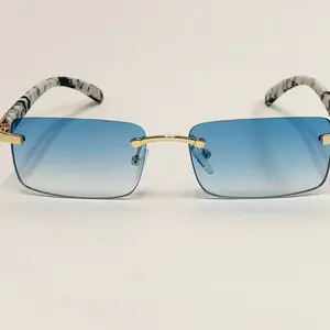 Luxury rimless buffs Sunglasses - Blue