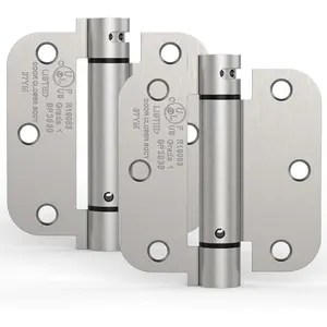 2 Pack Self Closing Door Hinges, 3.5 Inch Spring  Door Hinges, Adjustable Tension with 5/8'' Radius Corners, for Front,  Doors, Left and Right Hand, UL Listed, Satin Nickel