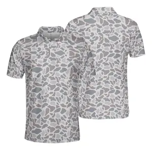 Classic Deer Camouflage Polo Shirt for Men Short Sleeve Outdoors Fishing Golf, Cozy Fit, Perfect Any Season, Full Color