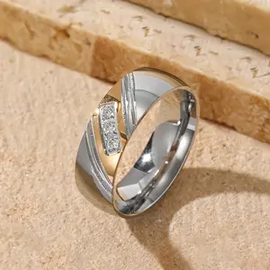 Fashionable Men's Engagement Ring Business Style Exquisite Synthetic Zircon Stainless Steel Ring Anniversary, Suitable for Daily Wear Accessories
