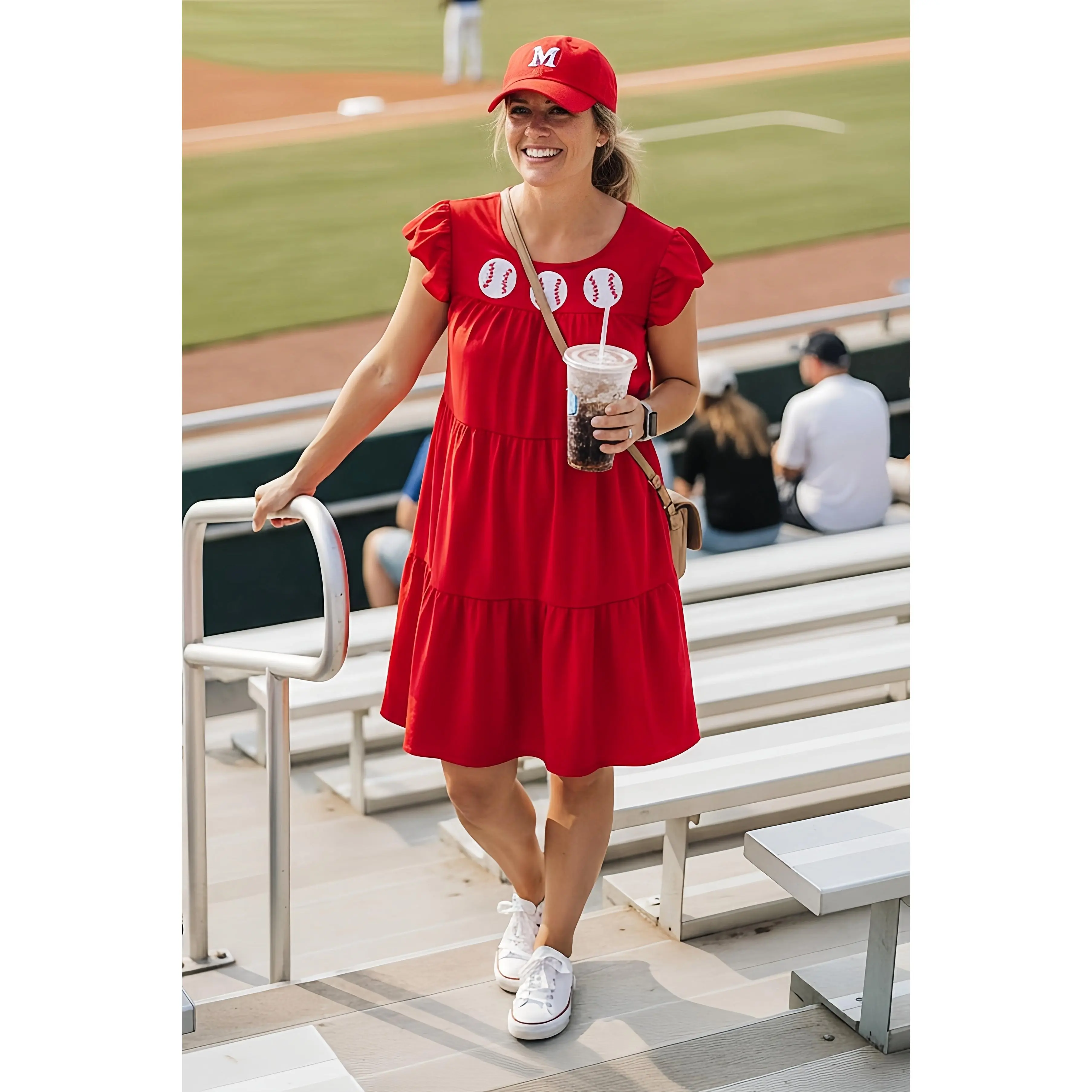 Red Triple Sequin Baseball Dress