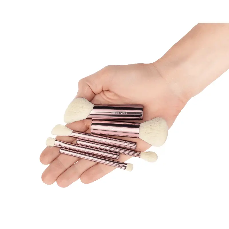 Babies Mini Makeup Brush Set – 6 Petite  for Face & Eyes Brushes Kit with Vegan Storage Case - Cute Makeup Burshes For Travel,  Cosmetic  Set For Women