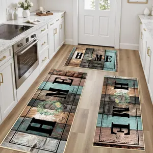 Letter Flower Design Kitchen Mat, Non-Slip Soft Washable Carpet, Home Decor Entryway Rug, Floral Pattern Rug, Kitchen Runner Rug, Suitable for Bathroom Bedroom Balcony Laundry Room