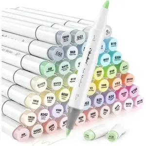Ohuhu Pastel Alcohol Brush Markers 48 Pastel Colors Honolulu Blossoming Alcohol Based Double Tipped Art Marker Set for Artist Adults Coloring Illustration Brush  Chisel Dual Tips Refillable