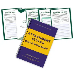 Adult Attachment Style Workbook-Explore relationship dynamics, secure and anxious attachments, therapeutic exercises, guiding questions, Emotional Insight Diary, couple communication, self-improvement programs, Guided Journal, Interactive Notebook