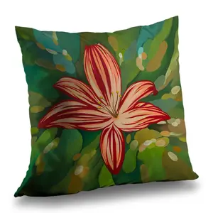 Begin Home Decor C1PC1414BZ653B 14 x 14 in. Blaze Tiger Lilies Red Contemporary Poly Twill Throw - Decor