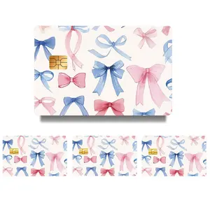 Bow Pattern Credit Card Skin Sticker, 4 Counts/Set Thin Waterproof Scratch Resistant Credit Card Decal, Personalized Bank Card Decorative Sticker