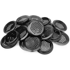 40Pcs 2.1 Inch(53mm) Circular Stainless Steel Round Soffit Air Vents Mesh Hole Louver for Cabinets Wardrobes Shoe Cabinets Sundry Cabinets and Honey Bee Hive Box (Black)