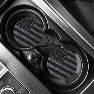 2 Pack American Flag Car Cup Holder Coaster Cute Rustic Flag Car Accessories Felt Non Slip Cup Holder Insert Coaster USA Flag