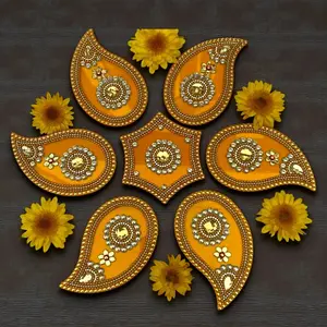 Elegant Acrylic Rangoli | Handmade Paisley Design for Diwali, Navratri, Wedding, and House Warming | 12-Inch Joyful Decor