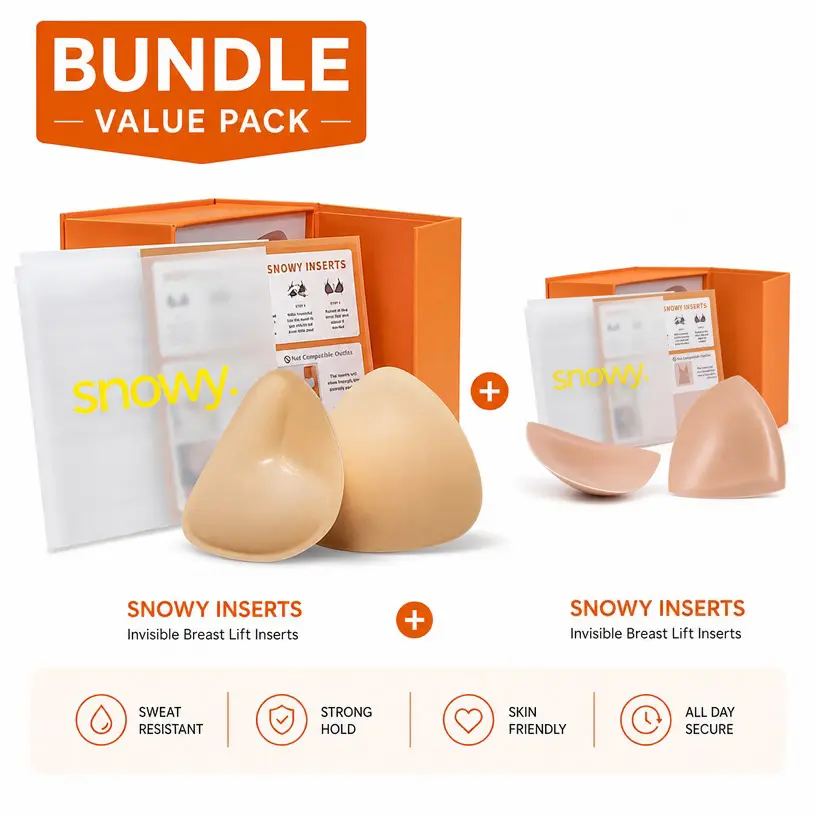 Snowy Value Bundle: Sticky Push‑Up Bra Inserts & Thin Invisible Lifting Bra Inserts, For Multiple Occasions