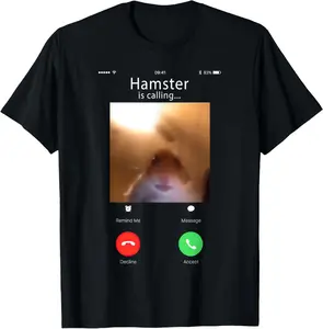 dank meme hamster staring front camera hamster calling T-Shirt Pure Cotton Graphic Tees: Unisex Gifts for Men Fitness Menswear