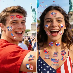 USA 250th Independence Day Tattoo Stickers DIY Face Stickers for National Day Parties and Celebration Events