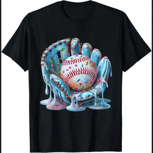 Baseball Drip Ice Cream Sprinkles Baseball Glove T-Shirt