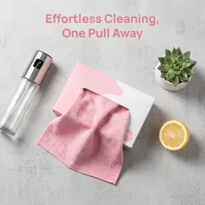 Boxed Microfiber Cleaning Cloths 20 Pack | 7.9"×7.9" Reusable Edgeless Terry Towels, Lint Free Small Microfiber Rags for Car Detailing, Kitchen, Household, Gray & Pink
