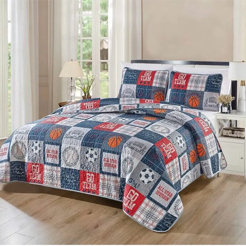 Luxury Home Quilt Coverlet Bedspread Bedding Set With Pillow Sham Multicolor Fun Design