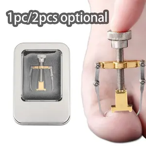 1/2pcs Adjustable Ingrown Toenail Corrector, Stainless Steel Toe Clamp, Toenail Lifter, Professional Pedicure Foot Care Tool, with Storage Case, Daily Foot Care Accessory for Toenail Care