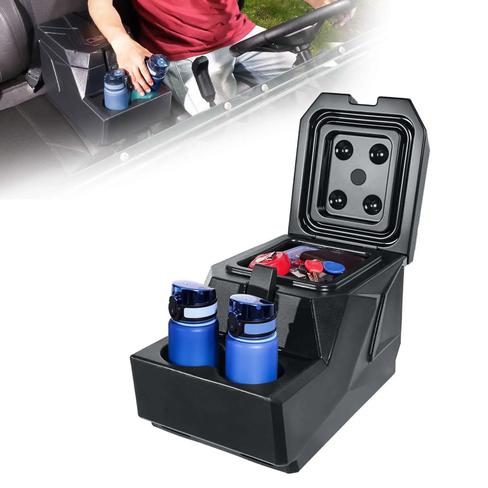StarknightMT Durable Auto Accessory PE Plastic Center Console Box for CFMOTO UForce 1000/XL Bench Seat, UForce Series UTV Models with Storage + Mounts