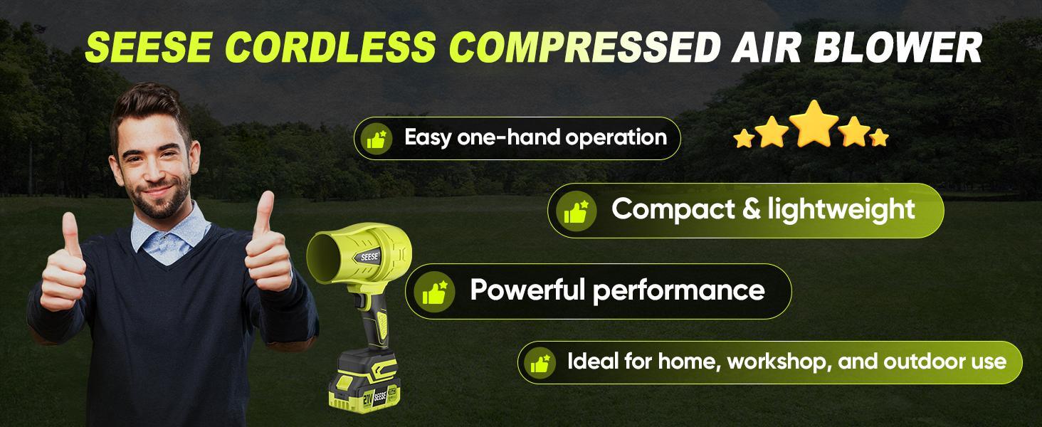 SEESE 21V Cordless Car Washing Bundle with 1000 PSI Pressure Washer & 1000G Turbo Leaf Blower Combo Kit for Car Wash + Drying, Patio & Garden Cleaning