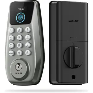 C110 Lock with LockVue Display, Door Lock with, Passcode & Key, BHMA Certified Deadbolt, Auto Lock, 12-Month Battery for Home, Apartment & Airbnb, Nickel