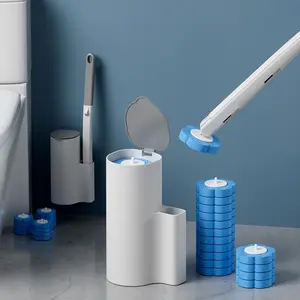 Wall Mounted Toilet Brush Set, 1 Box Including Toilet Brush & Bracket & Disposable Refill Head, Toilet Cleaning Brush, Bathroom Cleaning Tool, Toilet Cleaning System