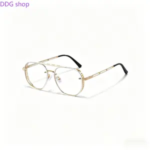 Men's Classic Aviator Metal Frame Eyeglasses, 2026 Trendy Tortoise Accent Eyewear, Anti-Blue Light Business Glasses for Office Work, Daily Wear & Formal Social Occasions