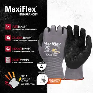 MaxiFlex Cut Resistant Work Gloves 12 Pairs Nitrile Coated for Woodworking Construction Fishing Metalwork Seamless Knit Nylon Lycra Blend
