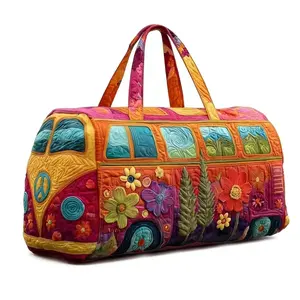 2026 Unisex Bohemian Patchwork Weekend Bag—A lightweight, free-spirited, oversized hippie travel bag perfect for exploring; a vintage floral-print tote ideal for the gym, yoga, and everyday use (Q, 18 x 9 x 9 inches). Father’s Day gift