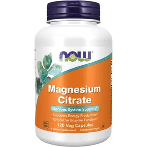 NOW Supplements Natural Healthcare Dietary Magnesium Citrate Veg Capsules - Supports Enzyme Function, Nervous System Health - 120 Count