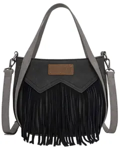 Wrangler Women's Women'S "W" Stitch Fringe Two Tone Crossbody - Wg162-8136-Bk