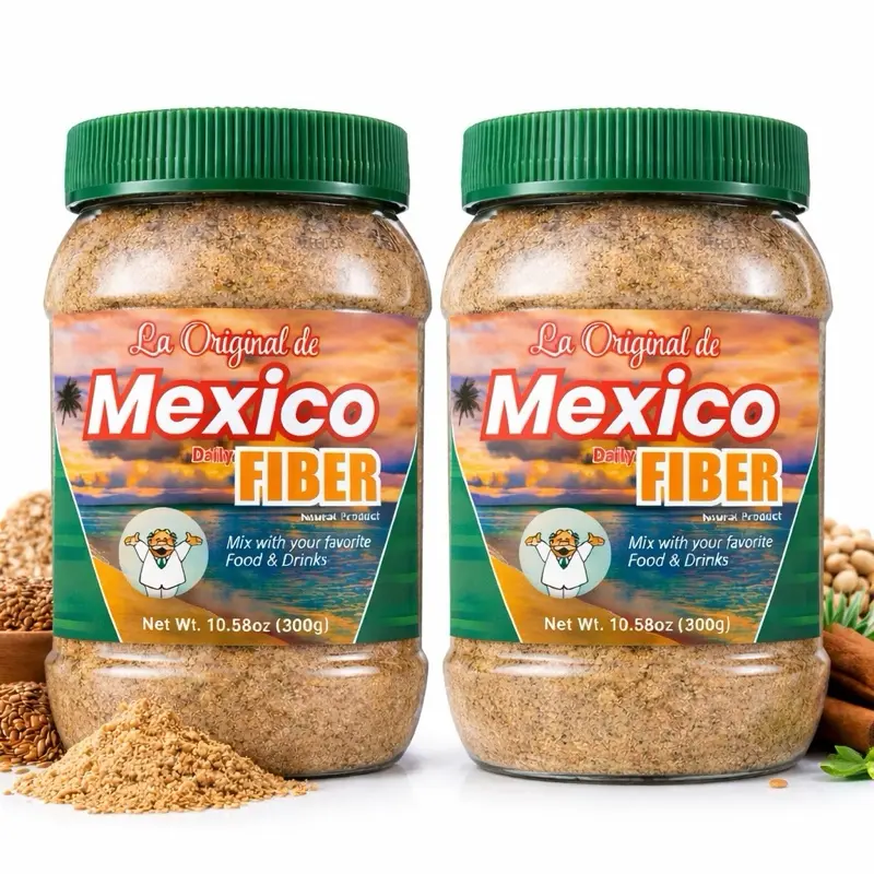 2(Pack) New Packaging! Same Viral Formula - La Original Fibra de Mexico Daily Fiber 300g (10.5oz) - All-Natural Fiber Blend with Wheat Bran, Maguey, and Cocoa – Perfect Mix for Food & Smoothies Healthcare Optimum