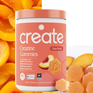 Create Creatine Monohydrate Gummies for Men & Women, Boost Focus, Strength, and Endurance, Anti-Melting Formula, Vegan, Gluten-Free, Non-GMO, 1.5g of Creatine per Gummy (Sour Peach)