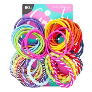 Kids Elastic Hair Ties – 2 Color Options Brights or Pastels -  Curly Hair and Sensitive Scalps - Pain Free Hair Accessories for Children 60 Count
