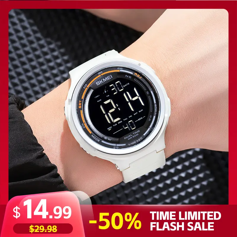 SKMEI Men's Multifunctional Digital Watch, Sports Fashion Wristwatch with Alarm, 5ATM Waterproof for Swimming, Timing, Calendar & Week Display, Casual Trendy Electronic Watch, Multifunctional Watch