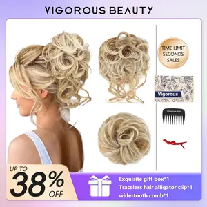 Vigorous 1PCS/2PCS Messy Bun Hair Piece Tousled Updo Hair Buns Hair Pieces For Women Wavy Curly Scrunchies Chignon Ponytail Hairpieces For Daily Use
