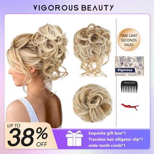 Vigorous 1PCS/2PCS Messy Bun Hair Piece Tousled Updo Hair Buns Hair Pieces For Women Wavy Curly Scrunchies Chignon Ponytail Hairpieces For Daily Use