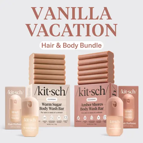 Vanilla Vacation Bundle | Mini Hair Perfume Duo + Body Wash Bar Duo | Warm Sugar + Amber Shores 20ml Hair Fragrance Odor Neutralizing | Bodycare Haircare