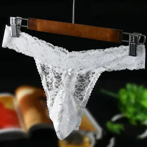 Mens Sexy Underwear Sissy Briefs Lace Breathable Panties Large Size Lingerie Thongs Low Rise T-back Man Panties Gay Underpants