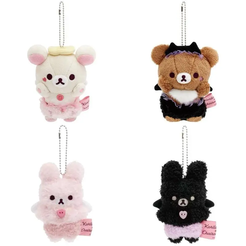 Kawaii Halloween Little Rilakkuma Plush Doll Keychains Devil relaxe Bear Sister angel Pink bunny Korilakkuma Bear Bag Pendant