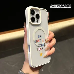 Ransom Note Funny Quote Art Pattern Magnetic Phone Case for iPhone 17 16 15 14 Pro Max 13 12 11 XR XS Plus Non-Yellowing Clear Crystal Drop-proof Slim Silicone Shockproof Transparent Acrylic Cover Supports Wireless Charging